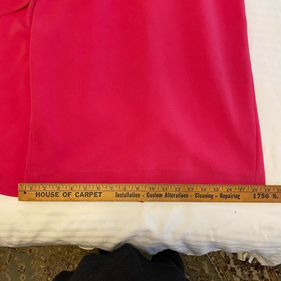 Teri Jon size 6 watermelon asymetrical waist cap sleeves knee length dress - Picture 9 of 11